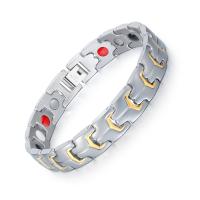 Acier titane bracelet, Placage, avec Magnetite & pour homme, 12mm Environ 8.5 pouce, Vendu par brin