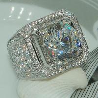 Rhinestone Brass Finger Ring, platinum plated & for man & with rhinestone, nickel, lead & cadmium free 