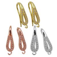 Brass Earring Hook, plated, with loop & micro pave cubic zirconia 1mm Approx 1.5mm 