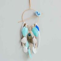 Fashion Dream Catcher, Feather, with Cotton Thread & Velveteen & Seedbead & Iron 