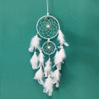 Fashion Dream Catcher, Feather, with Cotton Thread & Velveteen & Wood & Iron, white 