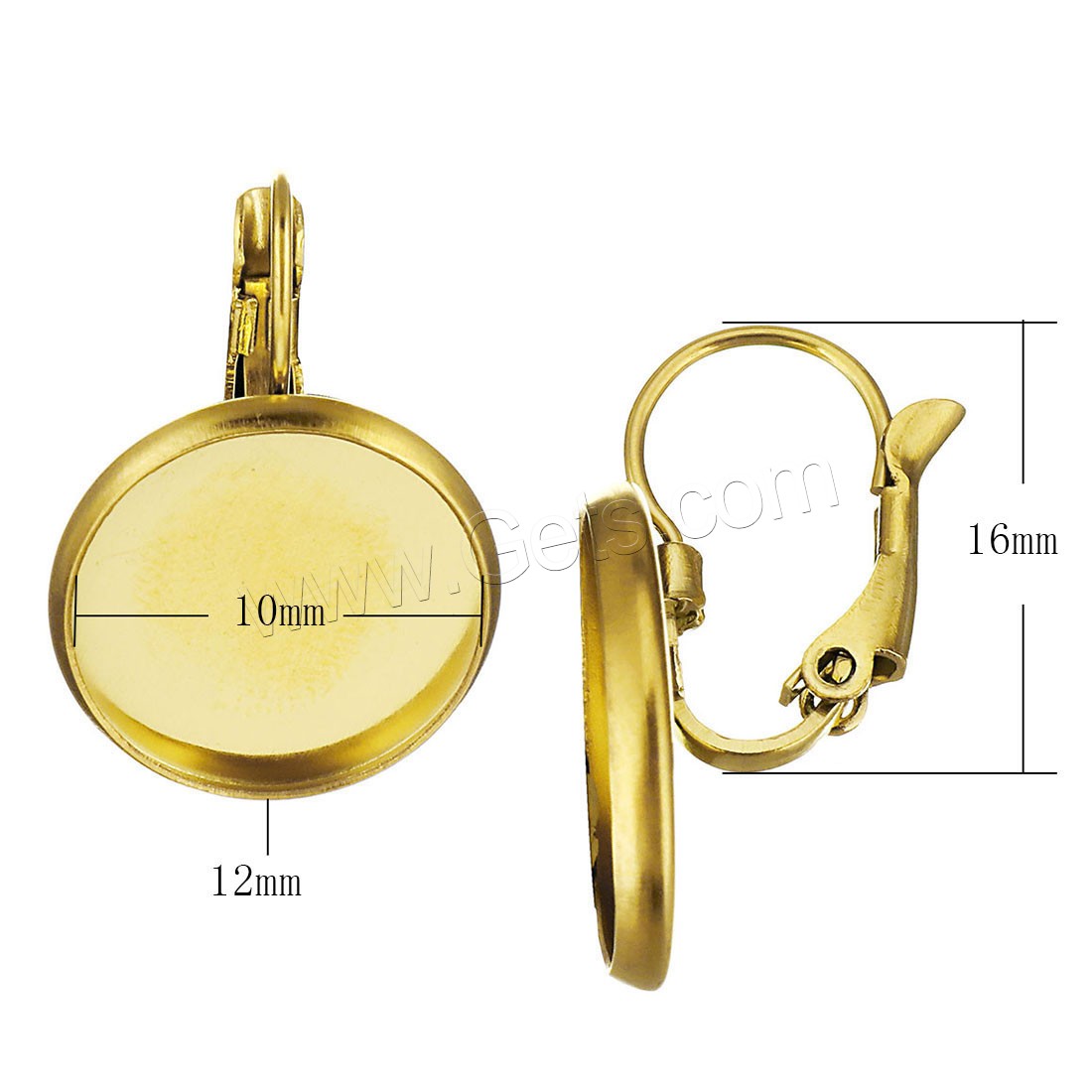 Stainless Steel Lever Back Earring Blank, gold color plated, different size for choice, Sold By PC