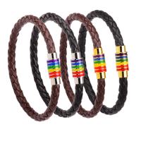 aleación de zinc Pulsera, con Cuero de PU, chapado, unisexo & esmalte, más colores para la opción, longitud:aproximado 9 Inch, Vendido por Sarta