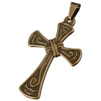 Stainless Steel Cross Pendants, antique bronze color plated Approx 