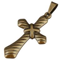 Stainless Steel Cross Pendants, antique bronze color plated Approx 