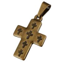 Stainless Steel Cross Pendants, antique bronze color plated Approx 