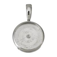 Stainless Steel Pendant Setting, Flat Round, double-sided, original color Approx Inner Approx 14mm [