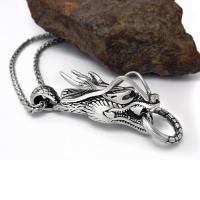 Pendentifs d'animaux en acier inoxydable , acier inoxydable 316L, dragon, noircir, 17.3-17.4x44.8-44.9mm Environ Vendu par PC