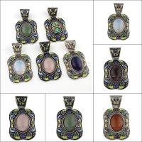 Gemstone Zinc Alloy Pendants, with Zinc Alloy, antique silver color plated & enamel Approx 