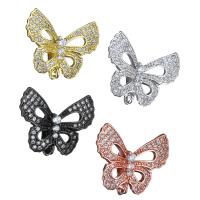 Cubic Zirconia Micro Pave Brass Pendant, Butterfly, plated, micro pave cubic zirconia Approx 2mm 