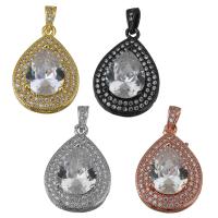 Pendentifs en laiton zircon cubique (CZ), larme, Placage, avec zircone cubique, plus de couleurs à choisir Environ Vendu par PC