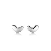 Sterling Silver Stud Earring, argent sterling 925, coeur, Plaqué de platine, pour femme Vendu par paire