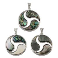 Abalone Shell Paper Pendant, with Black Shell & White Shell & Zinc Alloy, platinum color plated Approx 