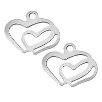 Stainless Steel Heart Pendants, original color Approx 2mm 