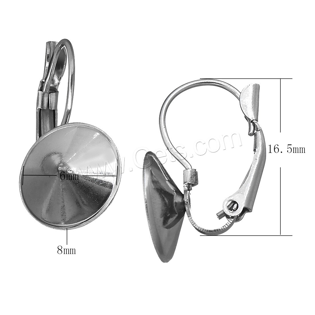 Stainless Steel Lever Back Earring Blank, different size for choice, original color, Sold By PC