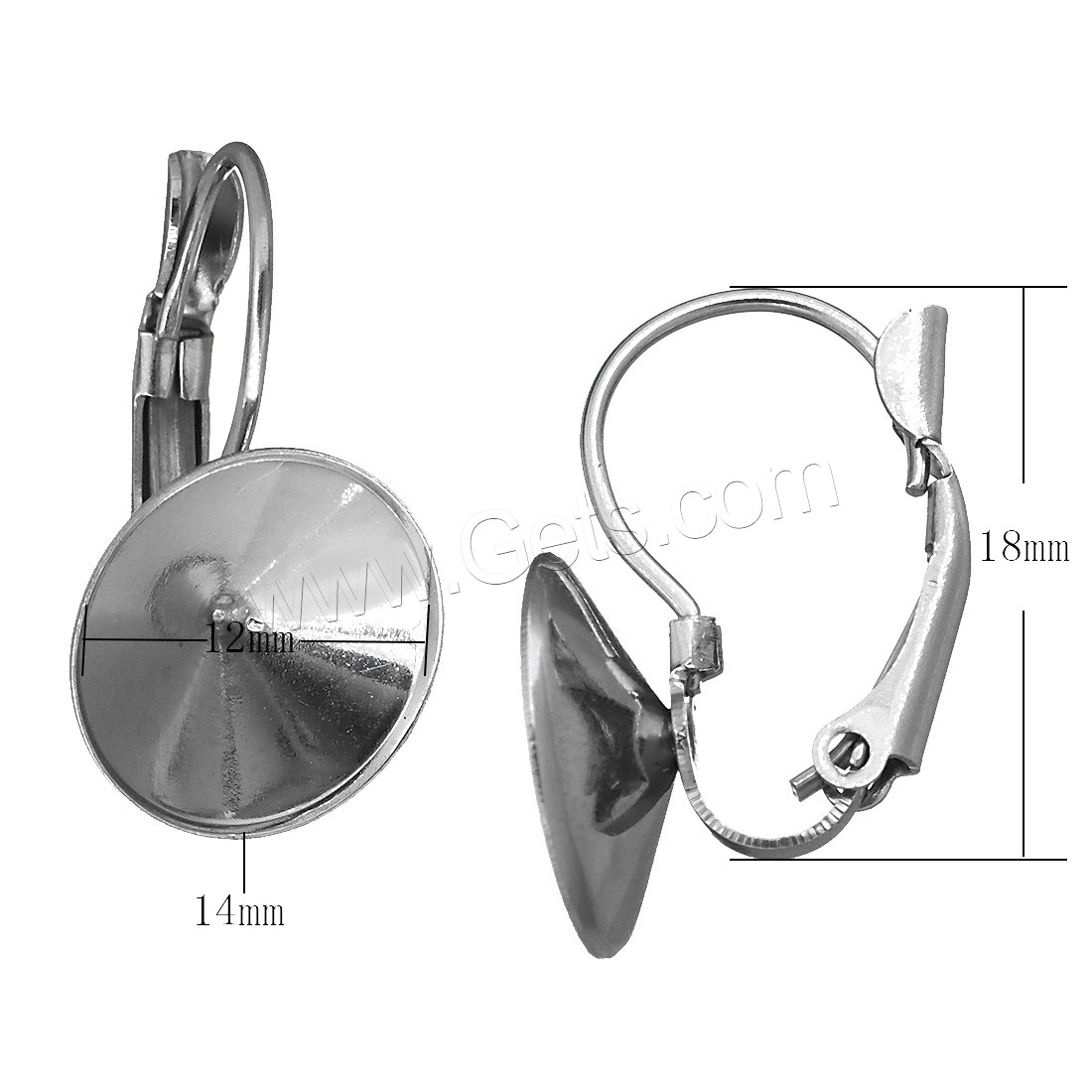 Stainless Steel Lever Back Earring Blank, different size for choice, original color, Sold By PC