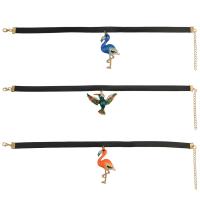 Mode Collier Choker, alliage de zinc, avec 2.7inch chaînes de rallonge, animal, Placage de couleur d'or, modèles différents pour le choix & pour femme & émail & avec strass Environ 13 pouce, Vendu par brin