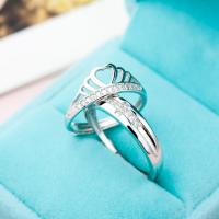 Anillos para Pareja, Plata de ley 925, chapado en platina real, Ajustable & diferentes estilos para la opción & con circonia cúbica, tamaño:8, Vendido por UD