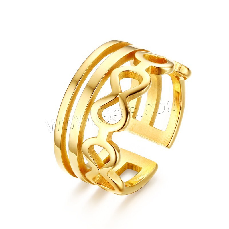 Edelstahl Fingerring, goldfarben plattiert, einstellbar & verschiedene Größen vorhanden & für Frau & hohl, 11mm, verkauft von PC