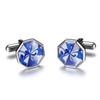 Stainless Steel Cufflink, Octagon, for man & epoxy gel, original color, 15mm 