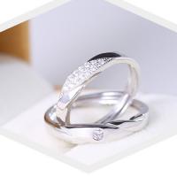 Anillos para Pareja, metal, chapado en platina real, Ajustable & diferentes estilos para la opción & con circonia cúbica, tamaño:8, Vendido por UD