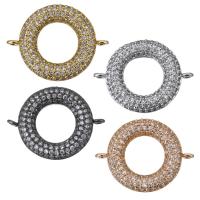 Cubic Zirconia Micro Pave Brass Connector, Donut, plated, micro pave cubic zirconia & 1/1 loop Approx 1.5mm 