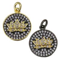 Cubic Zirconia Micro Pave Brass Pendant, Flat Round, plated, micro pave cubic zirconia Approx 3mm 