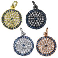 Cubic Zirconia Micro Pave Brass Pendant, Flat Round, plated, micro pave cubic zirconia Approx 3mm 