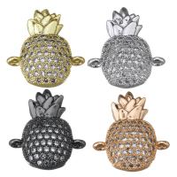 Cubic Zirconia Micro Pave Brass Connector, Pineapple, plated, micro pave cubic zirconia & 1/1 loop Approx 1.5mm 