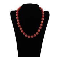 collier en corallachate, agate rouge, Alliage de zinc fermoir homard, Rond, naturel, facettes, 12mm Environ 18 pouce, Vendu par brin