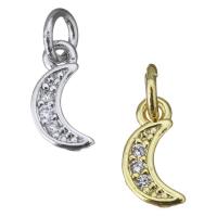 Cubic Zirconia Micro Pave Brass Pendant, Moon, plated, micro pave cubic zirconia Approx 3mm 