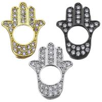 Cubic Zirconia Micro Pave Brass Connector, Hamsa, plated, micro pave cubic zirconia & 1/1 loop Approx 1mm 