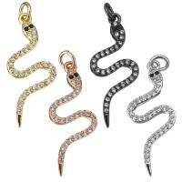 Animal Brass Pendants, Snake, plated, micro pave cubic zirconia Approx 3mm 