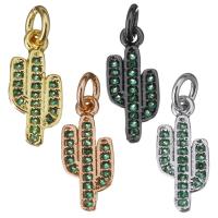 Cubic Zirconia Micro Pave Brass Pendant, Opuntia Stricta, plated, micro pave cubic zirconia Approx 3mm 