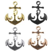 Cubic Zirconia Micro Pave Brass Pendant, Anchor, plated, micro pave cubic zirconia Approx 3.5mm 