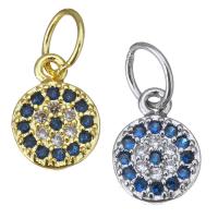 Cubic Zirconia Micro Pave Brass Pendant, Flat Round, plated, micro pave cubic zirconia Approx 4mm 