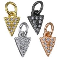 Cubic Zirconia Micro Pave Brass Pendant, Triangle, plated, micro pave cubic zirconia Approx 3mm 