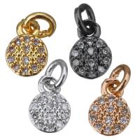 Cubic Zirconia Micro Pave Brass Pendant, Flat Round, plated, micro pave cubic zirconia Approx 2mm 