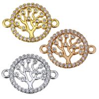 Cubic Zirconia Micro Pave Brass Connector, Tree, plated, micro pave cubic zirconia & 1/1 loop Approx 1.5mm 