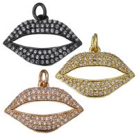 Cubic Zirconia Micro Pave Brass Pendant, Lip, plated, micro pave cubic zirconia Approx 3mm 