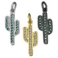 Cubic Zirconia Micro Pave Brass Pendant, Opuntia Stricta, plated, micro pave cubic zirconia Approx 3mm 