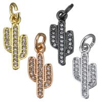 Cubic Zirconia Micro Pave Brass Pendant, Opuntia Stricta, plated, micro pave cubic zirconia Approx 3.5mm 