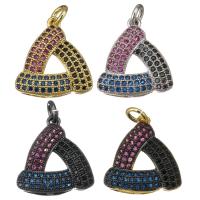 Cubic Zirconia Micro Pave Brass Pendant, Triangle, plated, micro pave cubic zirconia Approx 3mm 