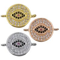 Cubic Zirconia Micro Pave Brass Connector, Flat Round, plated, micro pave cubic zirconia & 1/1 loop Approx 1.5mm 