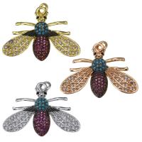 Animal Brass Pendants, Bee, plated, micro pave cubic zirconia Approx 3mm 