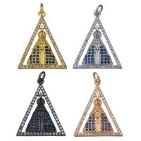 Cubic Zirconia Micro Pave Brass Pendant, Triangle, plated, micro pave cubic zirconia Approx 3mm 