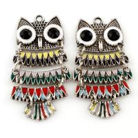 Zinc Alloy Animal Pendants, Owl, antique silver color plated, enamel, lead & cadmium free Approx 2.5mm 