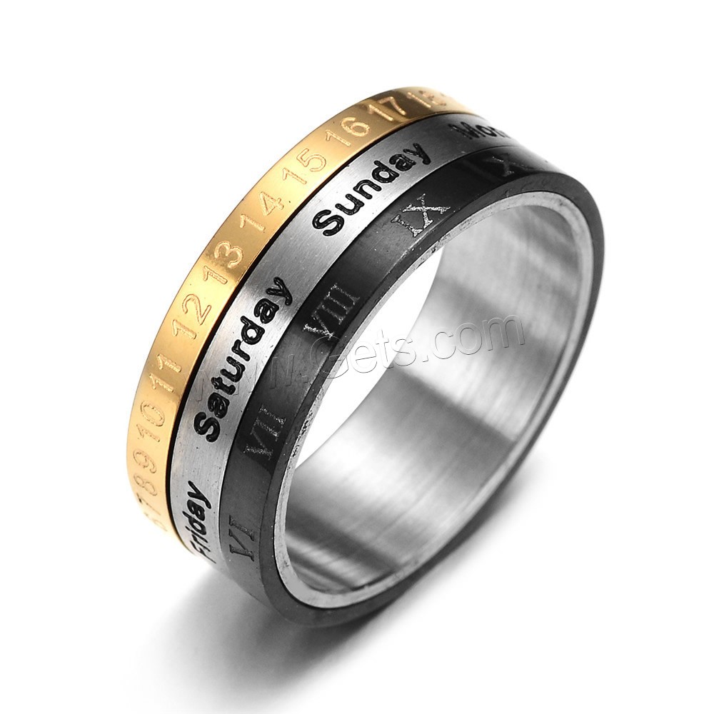 Men Stainless Steel Ring in Bulk, plated, with number pattern & different size for choice & with letter pattern & for man, Sold By PC