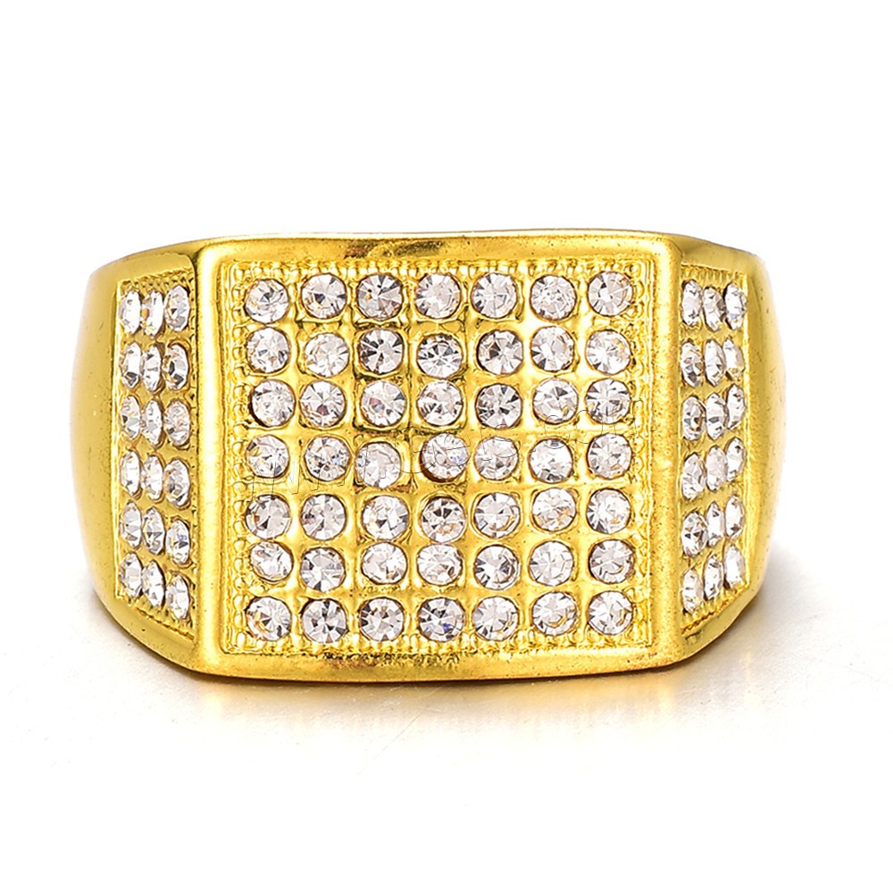 Zinc Alloy Finger Ring, gold color plated, different size for choice & for man & with rhinestone, 18mm, Sold By PC