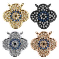 Cubic Zirconia Micro Pave Brass Pendant, Flower, plated, micro pave cubic zirconia & double-hole Approx 1mm 